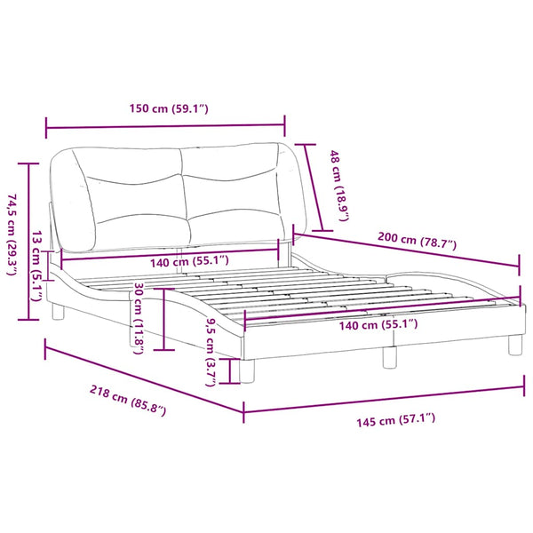 vidaXL Bed Frame without Mattress "Hvar" White 140x200 cm Faux Leather