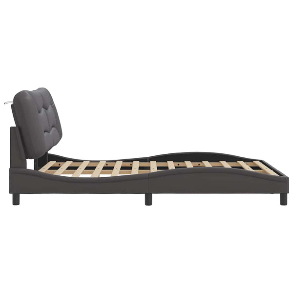vidaXL Bed Frame without Mattress "Hvar" Grey 140x200 cm Faux Leather