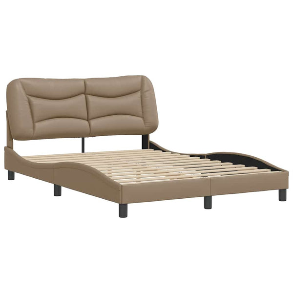 vidaXL Bed Frame without Mattress "Hvar" Cappuccino Brown 140x200 cm Faux Leather