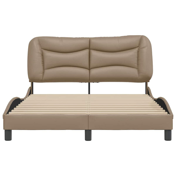 vidaXL Bed Frame without Mattress "Hvar" Cappuccino Brown 140x200 cm Faux Leather