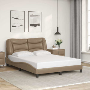 vidaXL Bed Frame without Mattress "Hvar" Cappuccino Brown 140x200 cm Faux Leather