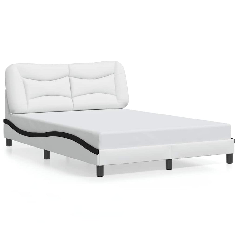 vidaXL Bed Frame without Mattress "Hvar" White and Black 140x200 cm Faux Leather