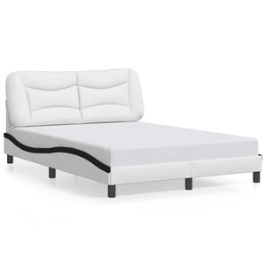 vidaXL Bed Frame without Mattress "Hvar" White and Black 140x200 cm Faux Leather