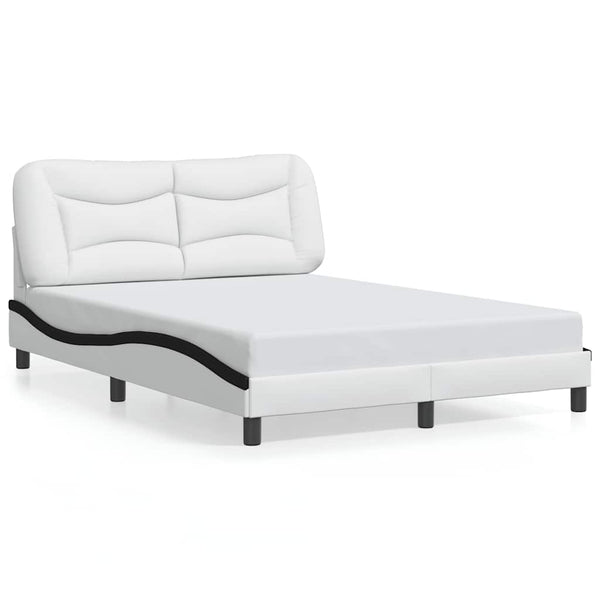 vidaXL Bed Frame without Mattress "Hvar" White and Black 140x200 cm Faux Leather