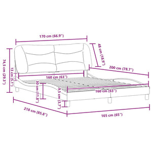 vidaXL Bed Frame without Mattress "Hvar" Black 160x200 cm Faux Leather