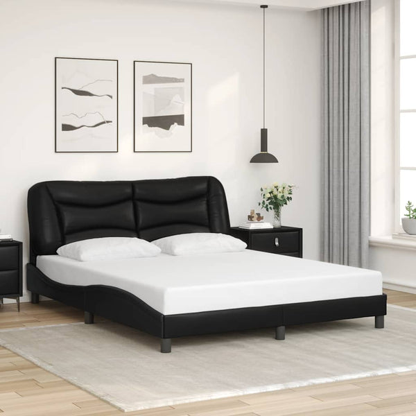 vidaXL Bed Frame without Mattress "Hvar" Black 160x200 cm Faux Leather