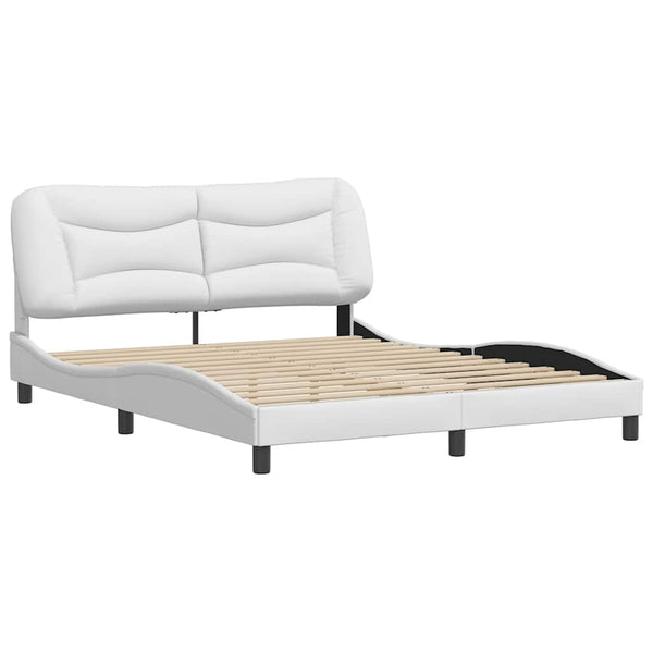 vidaXL Bed Frame without Mattress "Hvar" White 160x200 cm Faux Leather