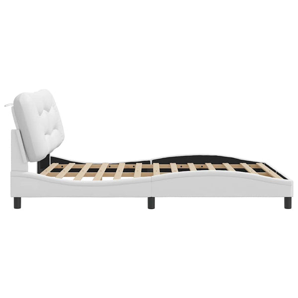 vidaXL Bed Frame without Mattress "Hvar" White 160x200 cm Faux Leather