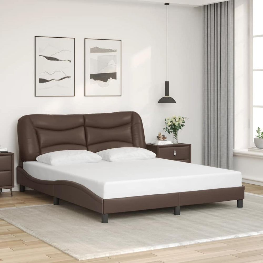 vidaXL Bed Frame without Mattress "Hvar" Brown 160x200 cm Faux Leather