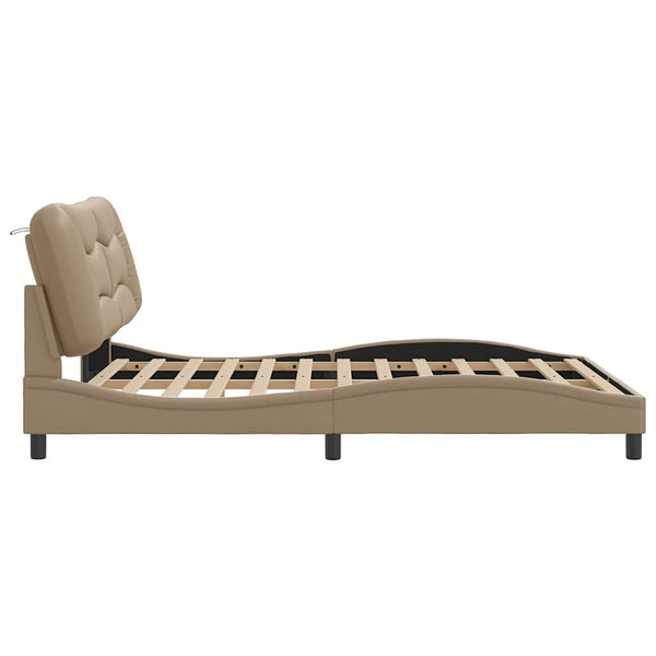 vidaXL Bed Frame without Mattress "Hvar" Cappuccino Brown 160x200 cm Faux Leather