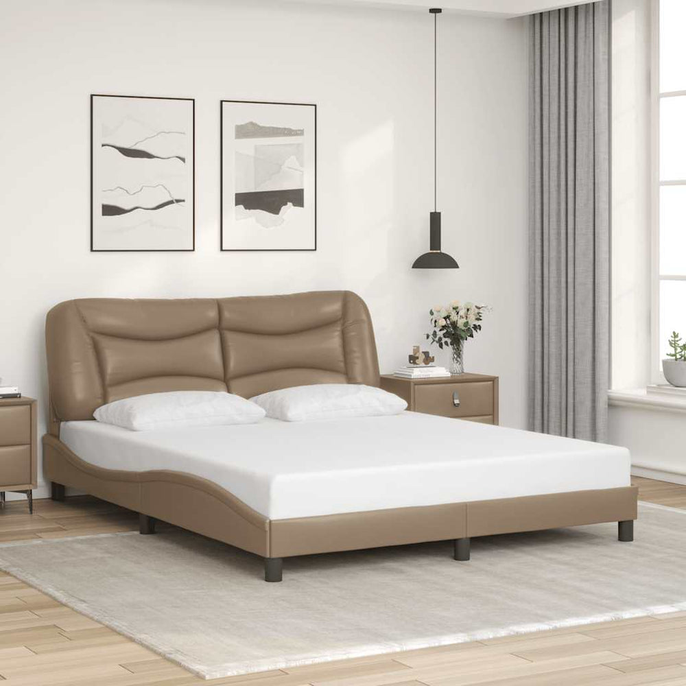 vidaXL Bed Frame without Mattress "Hvar" Cappuccino Brown 160x200 cm Faux Leather