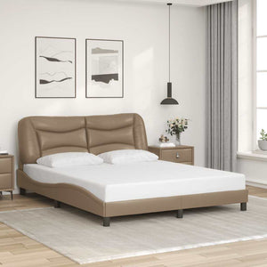 vidaXL Bed Frame without Mattress "Hvar" Cappuccino Brown 160x200 cm Faux Leather
