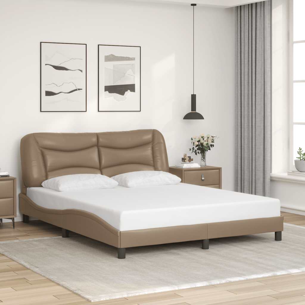 vidaXL Bed Frame without Mattress "Hvar" Cappuccino Brown 160x200 cm Faux Leather