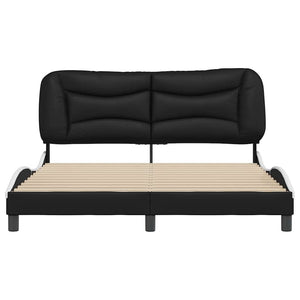 vidaXL Bed Frame without Mattress "Hvar" Black and White 160x200 cm Faux Leather