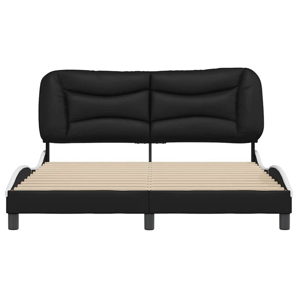 vidaXL Bed Frame without Mattress "Hvar" Black and White 160x200 cm Faux Leather