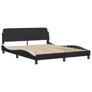 vidaXL Bed Frame without Mattress "Hvar" Black and White 160x200 cm Faux Leather