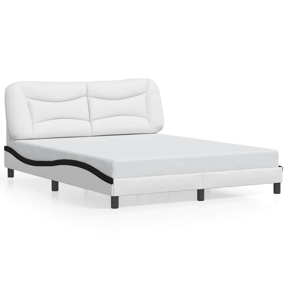 vidaXL Bed Frame without Mattress "Hvar" White and Black 160x200 cm Faux Leather