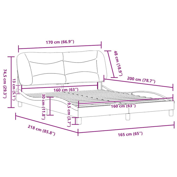 vidaXL Bed Frame without Mattress "Hvar" White and Black 160x200 cm Faux Leather