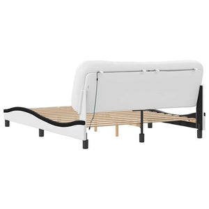 vidaXL Bed Frame without Mattress "Hvar" White and Black 160x200 cm Faux Leather