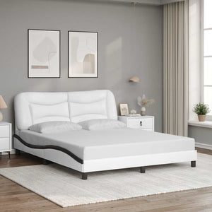 vidaXL Bed Frame without Mattress "Hvar" White and Black 160x200 cm Faux Leather