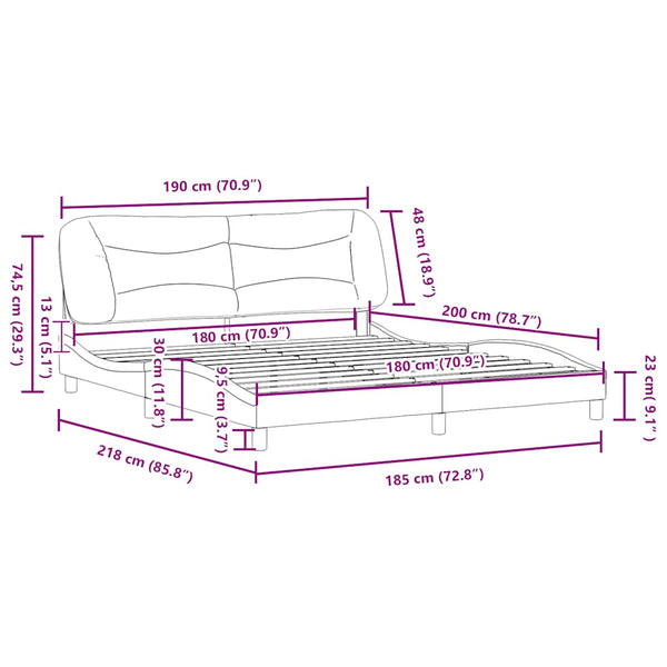 vidaXL Bed Frame without Mattress "Hvar" Black 180x200 cm Faux Leather