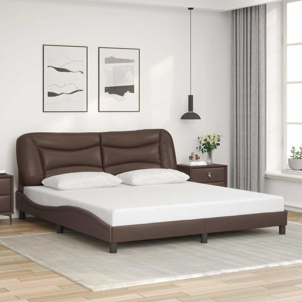 vidaXL Bed Frame without Mattress "Hvar" Brown 180x200 cm Faux Leather