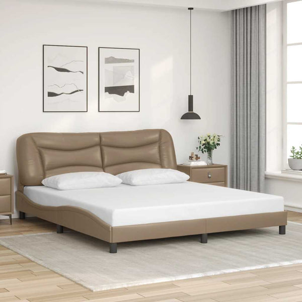 vidaXL Bed Frame without Mattress "Hvar" Cappuccino Brown 180x200 cm Faux Leather