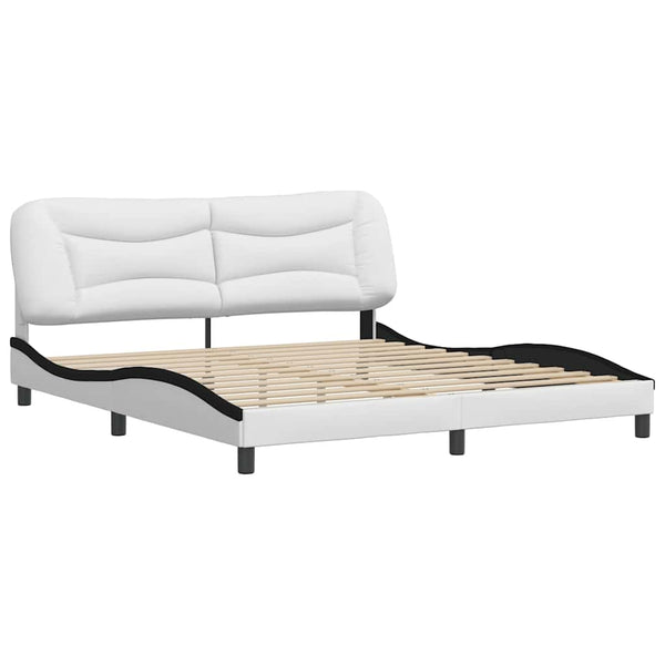 vidaXL Bed Frame without Mattress "Hvar" White and Black 180x200 cm Faux Leather