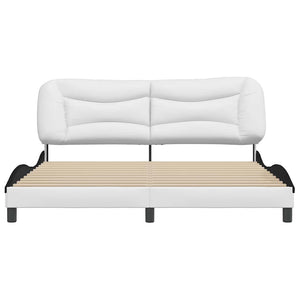vidaXL Bed Frame without Mattress "Hvar" White and Black 180x200 cm Faux Leather