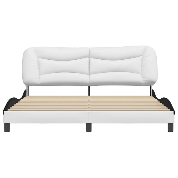 vidaXL Bed Frame without Mattress "Hvar" White and Black 180x200 cm Faux Leather