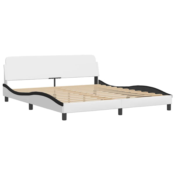 vidaXL Bed Frame without Mattress "Hvar" White and Black 180x200 cm Faux Leather