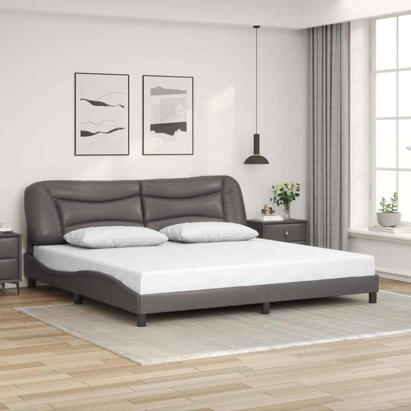 vidaXL Bed Frame without Mattress "Hvar" Grey 200x200 cm Faux Leather