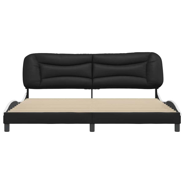 vidaXL Bed Frame without Mattress "Hvar" Black and White 200x200 cm Faux Leather