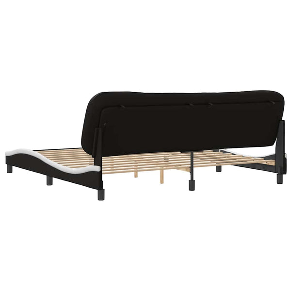vidaXL Bed Frame without Mattress "Hvar" Black and White 200x200 cm Faux Leather