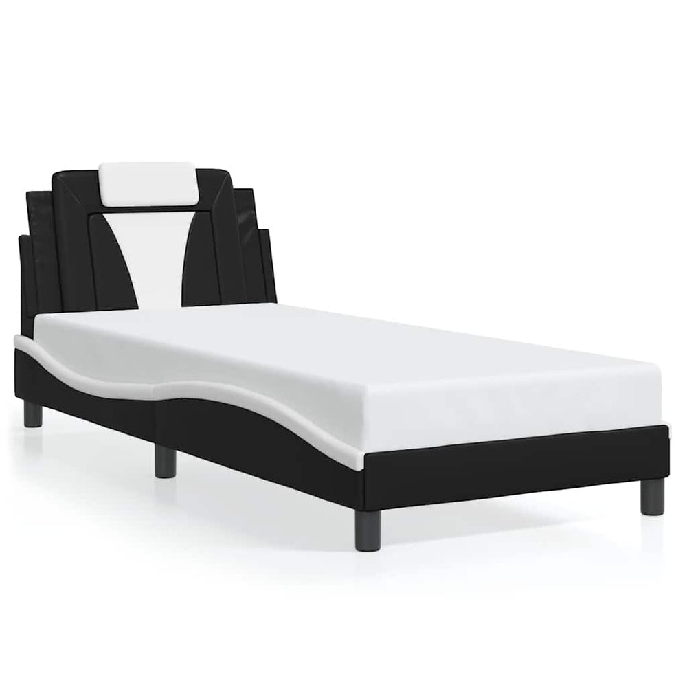 vidaXL Bed Frame "Viana" Without Mattress Black and White 80x200 cm Faux Leather