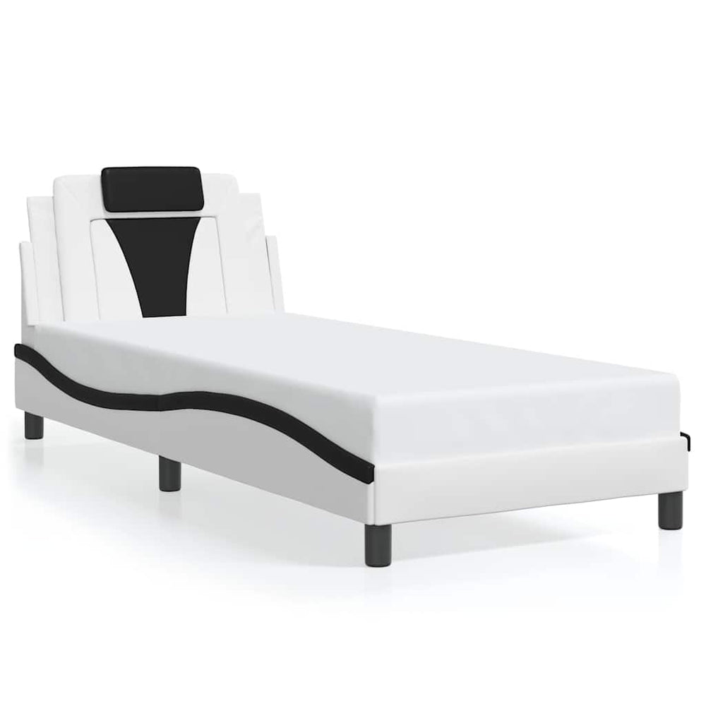 vidaXL Bed Frame "Viana" Without Mattress White and Black 80x200 cm Faux Leather