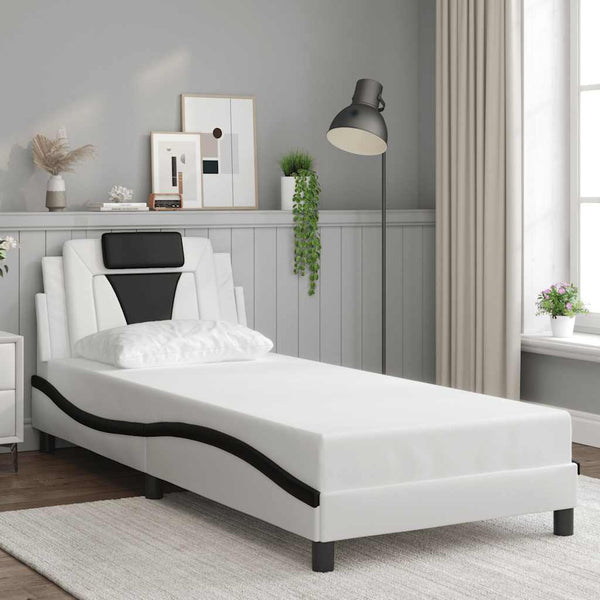 vidaXL Bed Frame "Viana" Without Mattress White and Black 80x200 cm Faux Leather