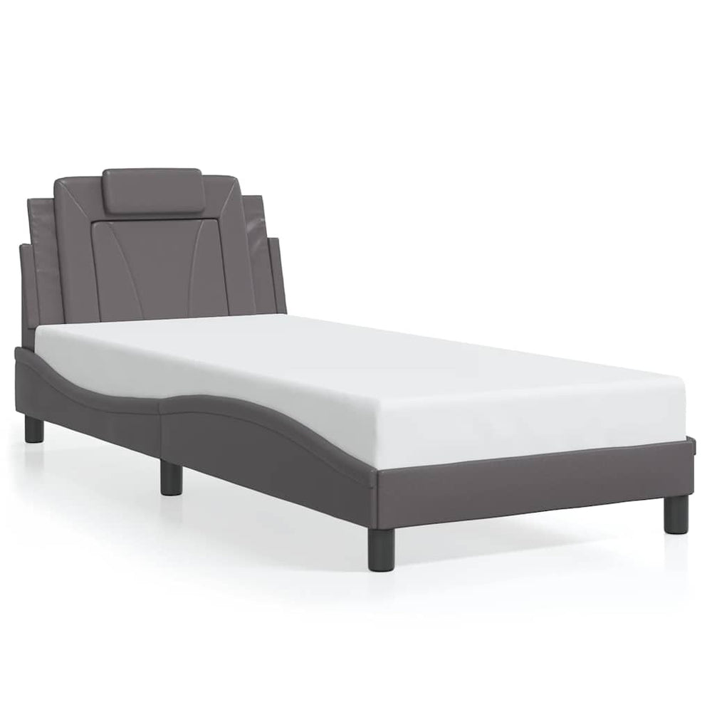 vidaXL "Viana" Bed Frame Without Mattress Grey 90x190 cm Faux Leather
