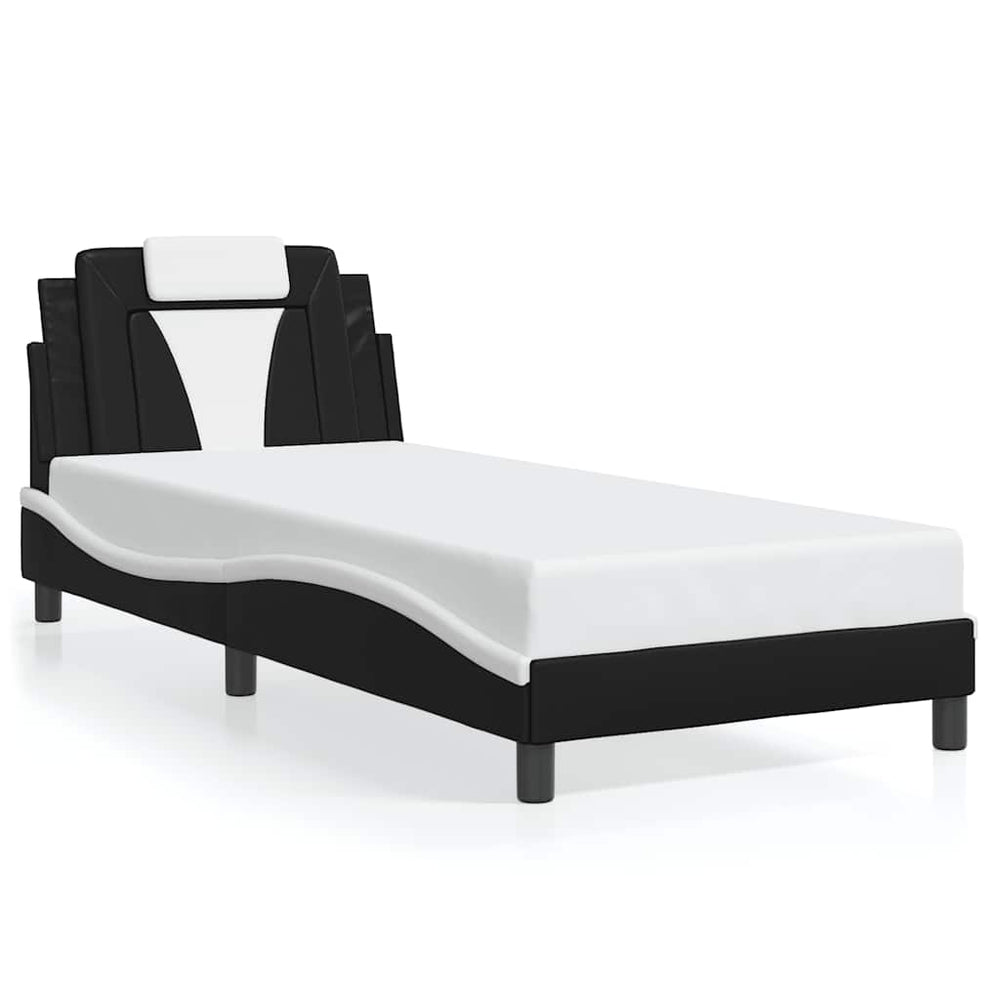 vidaXL Bed Frame "Viana" Without Mattress Black and White 90x190 cm Faux Leather