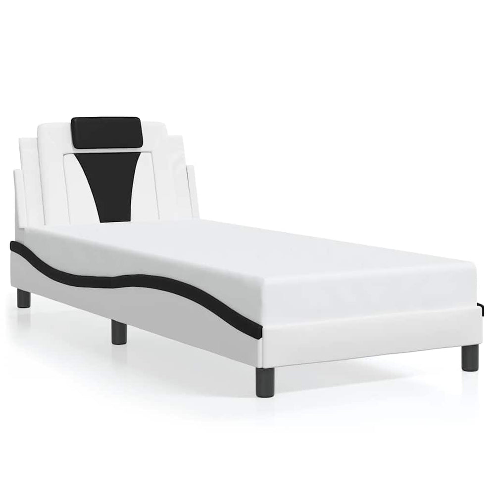 vidaXL Bed Frame "Viana" Without Mattress White and Black 90x190 cm Faux Leather