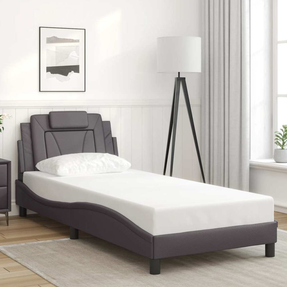 vidaXL "Viana" Bed Frame without Mattress Grey 90x200 cm Faux Leather