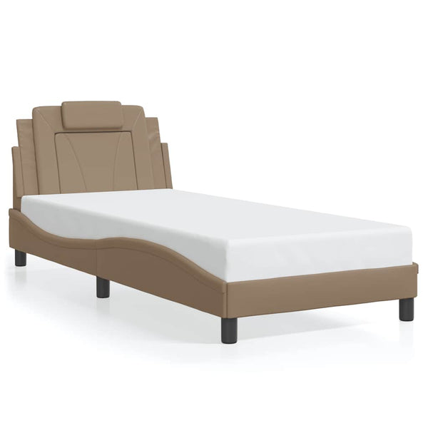 vidaXL "Viana" Bed Frame without Mattress Cappuccino Brown 90x200 cm Faux Leather