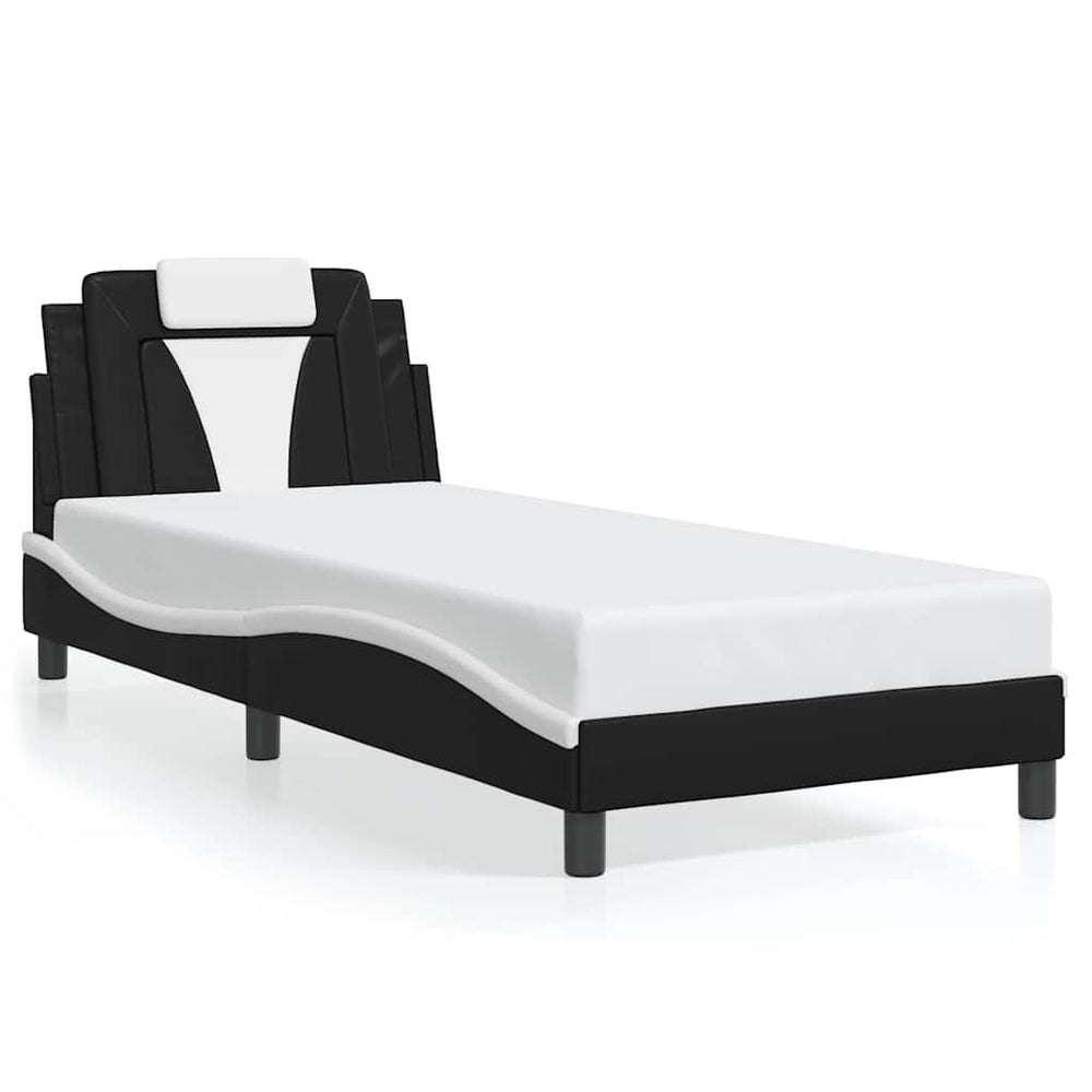 vidaXL "Viana" Bed Frame without Mattress Black and White 90x200 cm Faux Leather
