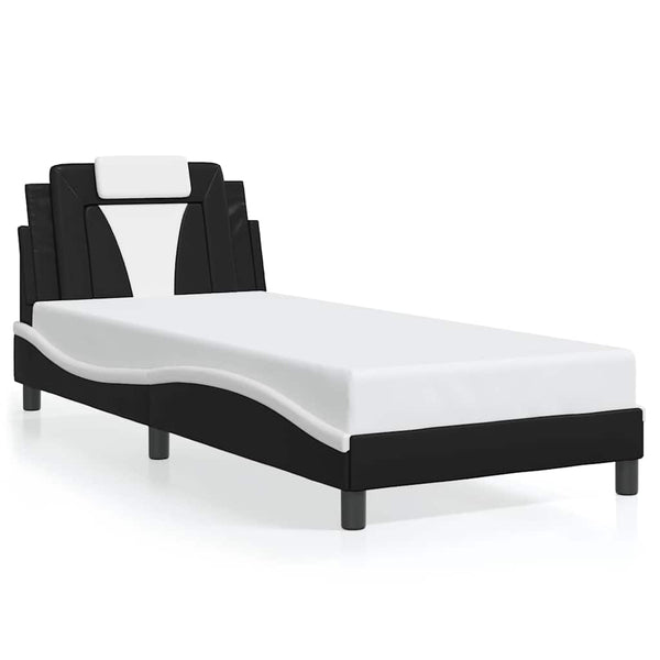vidaXL "Viana" Bed Frame without Mattress Black and White 90x200 cm Faux Leather