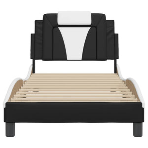 vidaXL "Viana" Bed Frame without Mattress Black and White 90x200 cm Faux Leather