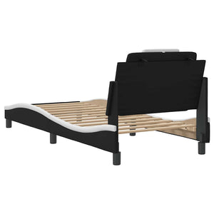 vidaXL "Viana" Bed Frame without Mattress Black and White 90x200 cm Faux Leather
