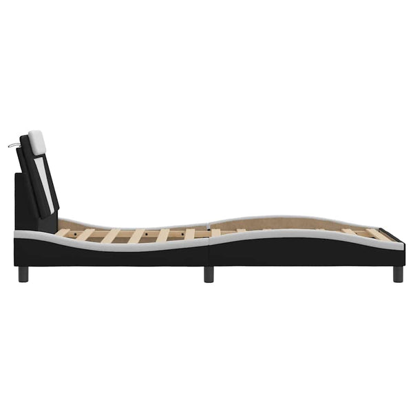 vidaXL "Viana" Bed Frame without Mattress Black and White 90x200 cm Faux Leather