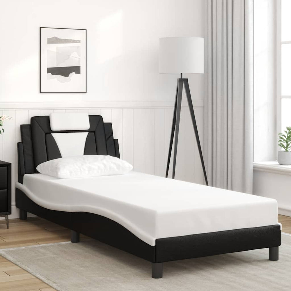 vidaXL "Viana" Bed Frame without Mattress Black and White 90x200 cm Faux Leather
