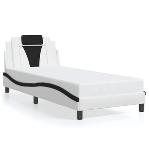 vidaXL Bed Frame "Viana" Without Mattress White and Black 90x200 cm Faux Leather