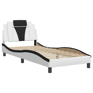 vidaXL Bed Frame "Viana" Without Mattress White and Black 90x200 cm Faux Leather